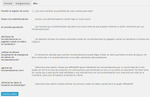 Opciones extra de AffiliateWP