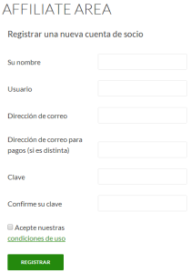 Página de registro de AffiliateWP